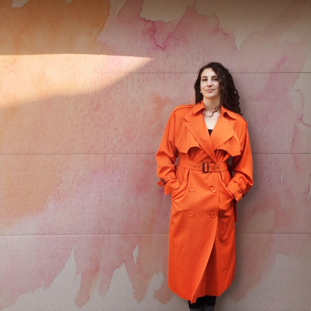 Vintage 1950's Double-Breasted Orange Trench Coat